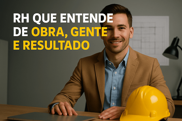 Gestão de RH por competências na construção civil: organizamos admissões, jornada, folha, treinamentos, NRs, EPIs e desenvolvemos seu time por obra e função.